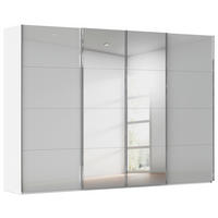 SCHWEBETÜRENSCHRANK 316/223/68 cm 4-türig Weiß, Seidengrau  - Chromfarben/Seidengrau, Design, Glas/Holzwerkstoff (316/223/68cm) - Novel