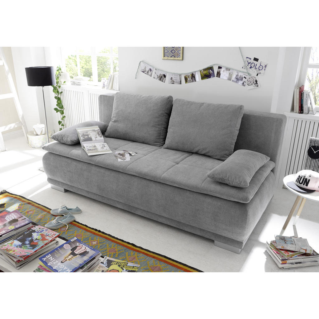 Thumbnail - Mid.you Schlafsofa, Silber, Textil, Uni, Füllung: Polyester, 208x93x105 cm, Rücken echt, Wohnzimmer, Sofas & Couches, Sc...