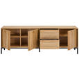 LOWBOARD - Eichefarben/Schwarz, Design, Holz/Holzwerkstoff (180/60,5/40cm) - Xora