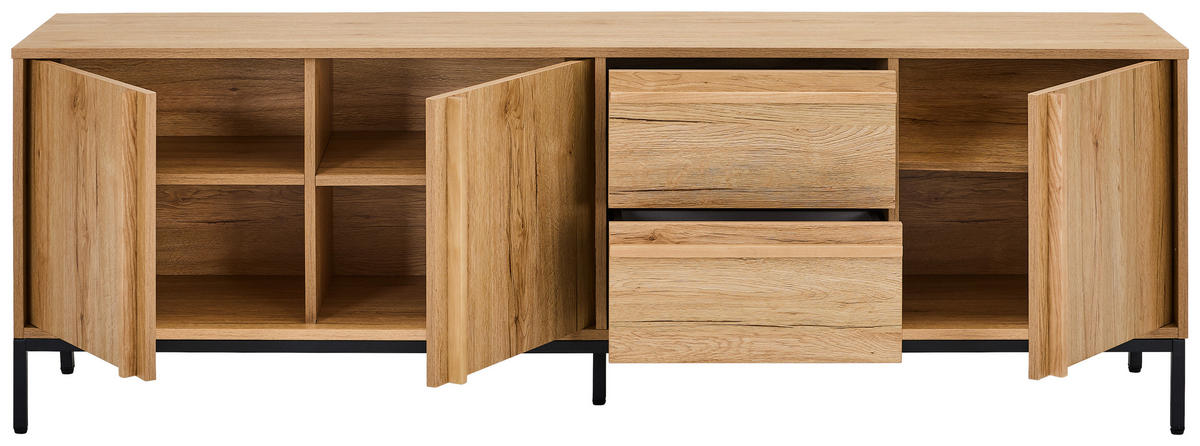LOWBOARD WABI  180/60,5/40 cm  - Eichefarben/Schwarz, Design, Holz/Holzwerkstoff (180/60,5/40cm) - Milino