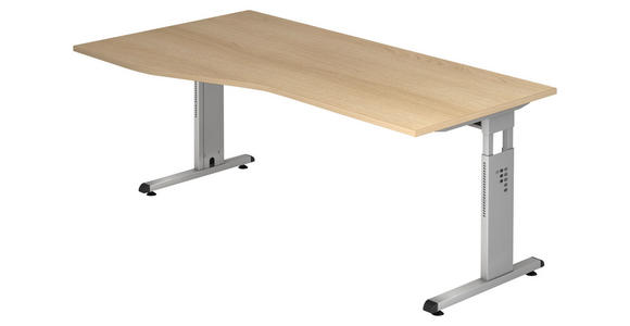 SCHREIBTISCH 180/100/65-85 cm  in Eichefarben  - Eichefarben/Silberfarben, KONVENTIONELL, Holzwerkstoff/Metall (180/100/65-85cm) - Venda