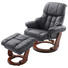 RELAXSESSEL Lederlook Kombination Echtleder/Lederlook Hocker, Relaxfunktion - Walnussfarben/Schwarz, KONVENTIONELL, Leder/Textil (90/104/91cm) - Cantus