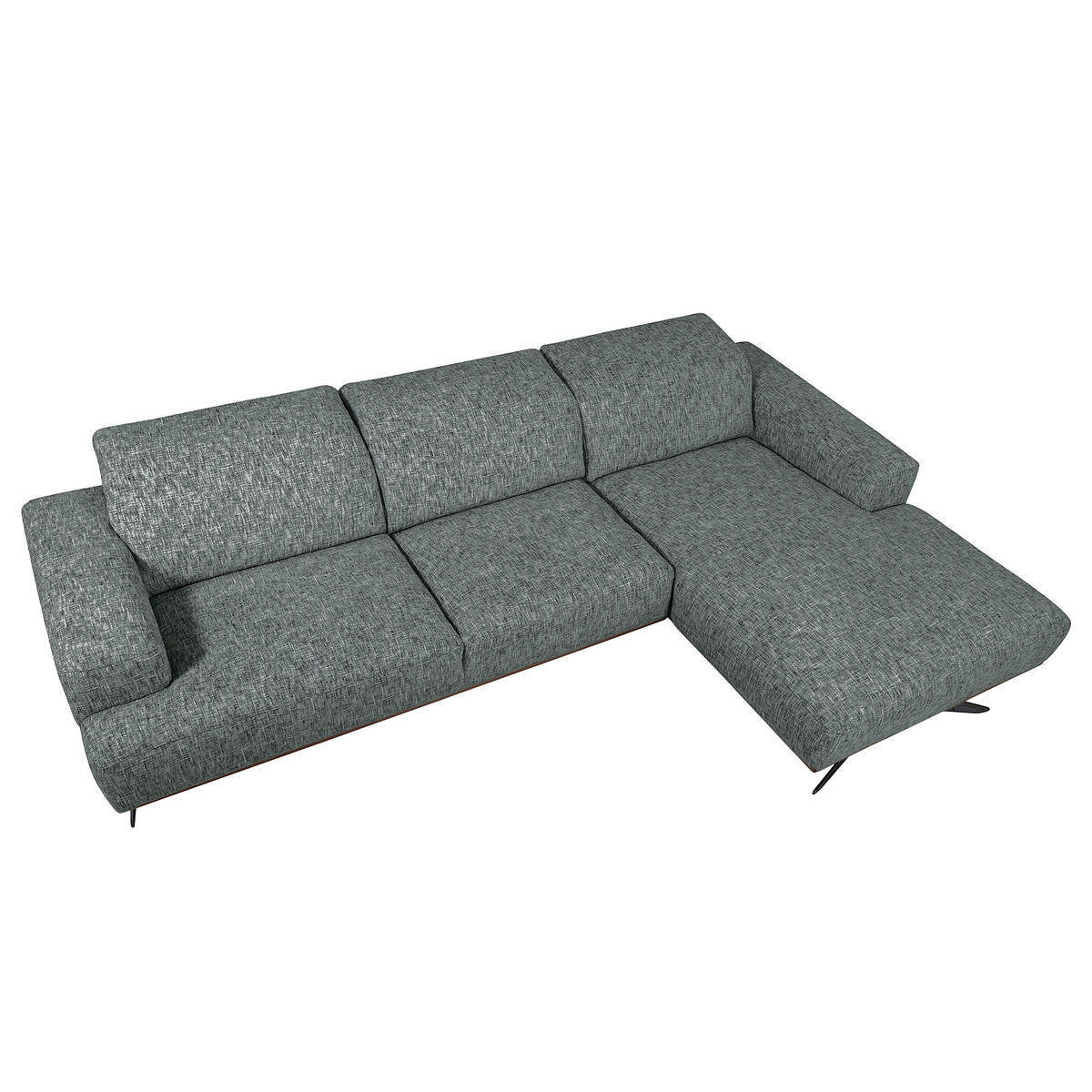 ECKSOFA PORTLAND Anthrazit Struktur Kopfteilverstellung  - Dunkelbraun/Anthrazit, Design, Holz/Textil (295/187cm) - Livetastic