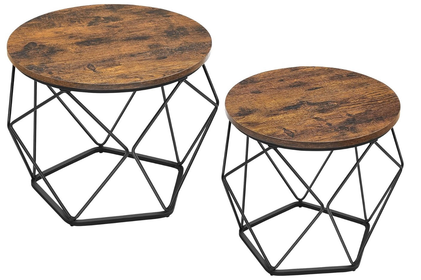 COUCHTISCHSET rund Braun, Schwarz  - Schwarz/Braun, MODERN, Holzwerkstoff/Metall (60/60/45cm) - MID.YOU