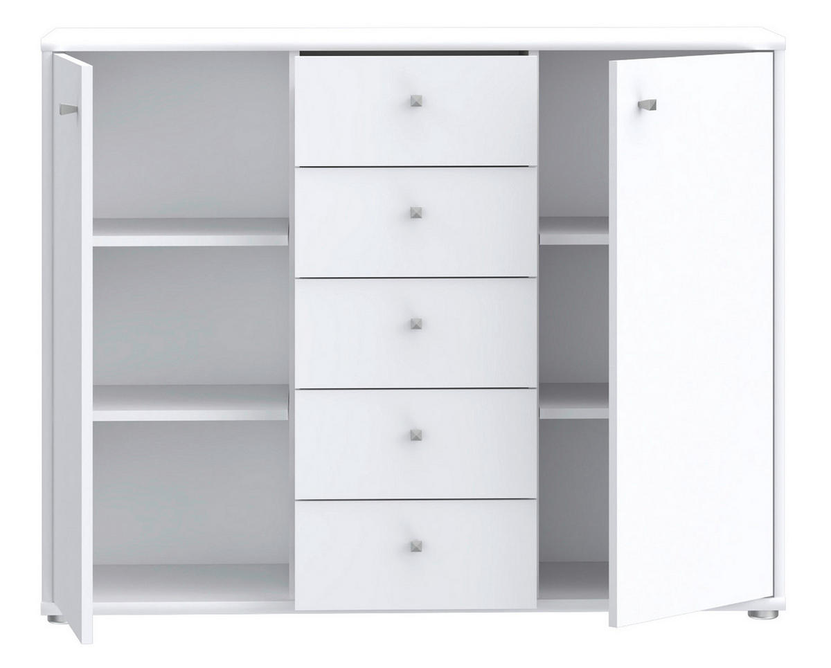 KOMMODE 108,8/85,5/34,8 cm  in Weiss  - Weiss/Alufarben, Design, Holzwerkstoff (108,8/85,5/34,8cm)