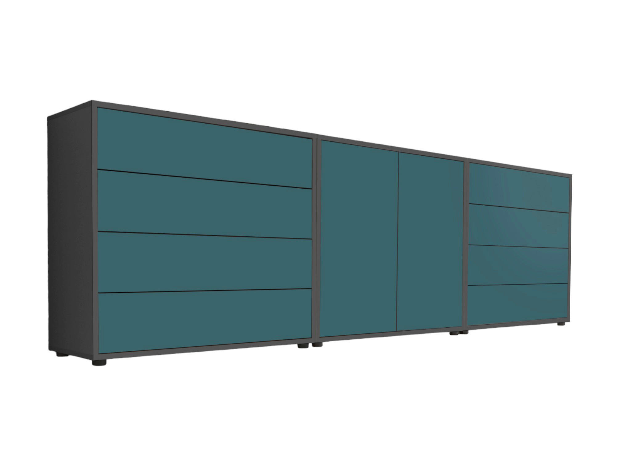 SIDEBOARD 237/73/33 cm  in Anthrazit, Petrol  - Anthrazit/Petrol, MODERN, Holzwerkstoff/Kunststoff (237/73/33cm) - MID.YOU