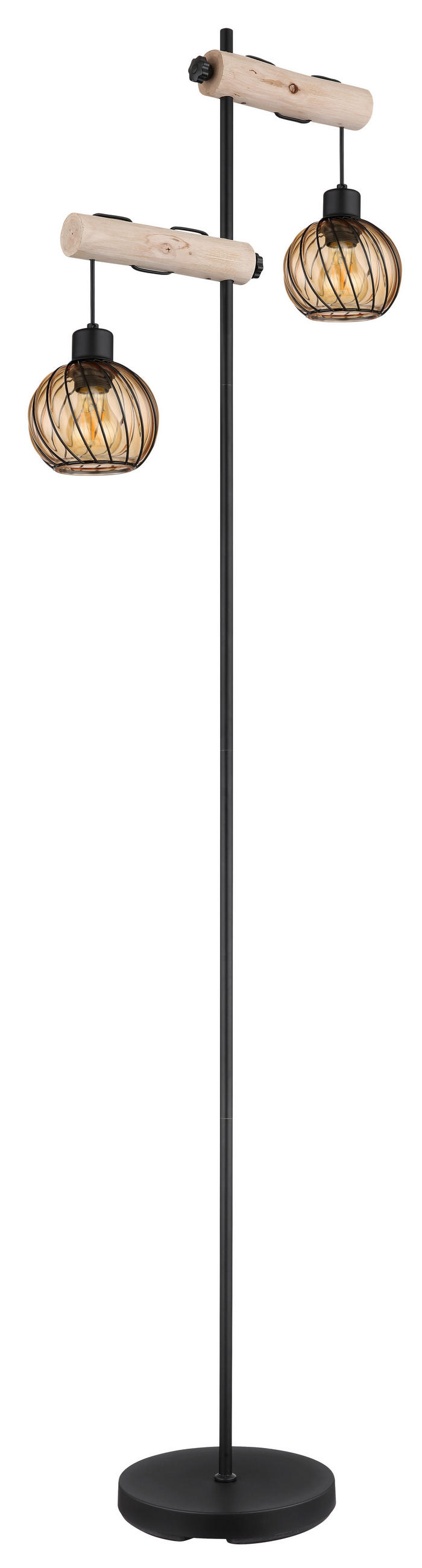 STEHLEUCHTE 48/25/168 cm    - Schwarz/Naturfarben, Natur, Glas/Holz (48/25/168cm) - Globo