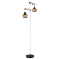 STEHLEUCHTE 48/25/168 cm    - Schwarz/Naturfarben, Natur, Glas/Holz (48/25/168cm) - Globo