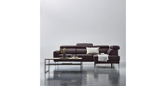 ECKSOFA in Echtleder Braun  - Chromfarben/Braun, Design, Leder/Metall (262/213cm) - Hom`in