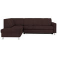 ECKSOFA in Flachgewebe Braun  - Chromfarben/Braun, Design, Textil/Metall (198/256cm) - Xora