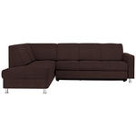 ECKSOFA in Flachgewebe Braun  - Chromfarben/Braun, Design, Textil/Metall (198/256cm) - Xora