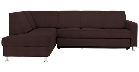 ECKSOFA in Flachgewebe Braun  - Chromfarben/Braun, Design, Textil/Metall (198/256cm) - Xora