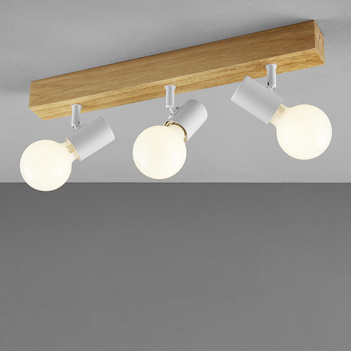 BODOVÉ SVÍTIDLO, 60 W/E27, 5/48 cm - bílá/barvy dubu, Design, kov/dřevo (5/48cm)