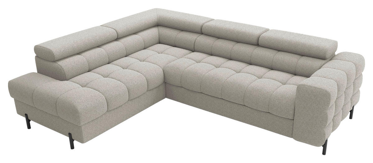 ECKSOFA FERUCCE in Teddystoff Beige  200/276 cm  - Beige/Schwarz, Design, Textil/Metall (200/276cm) - MID.YOU