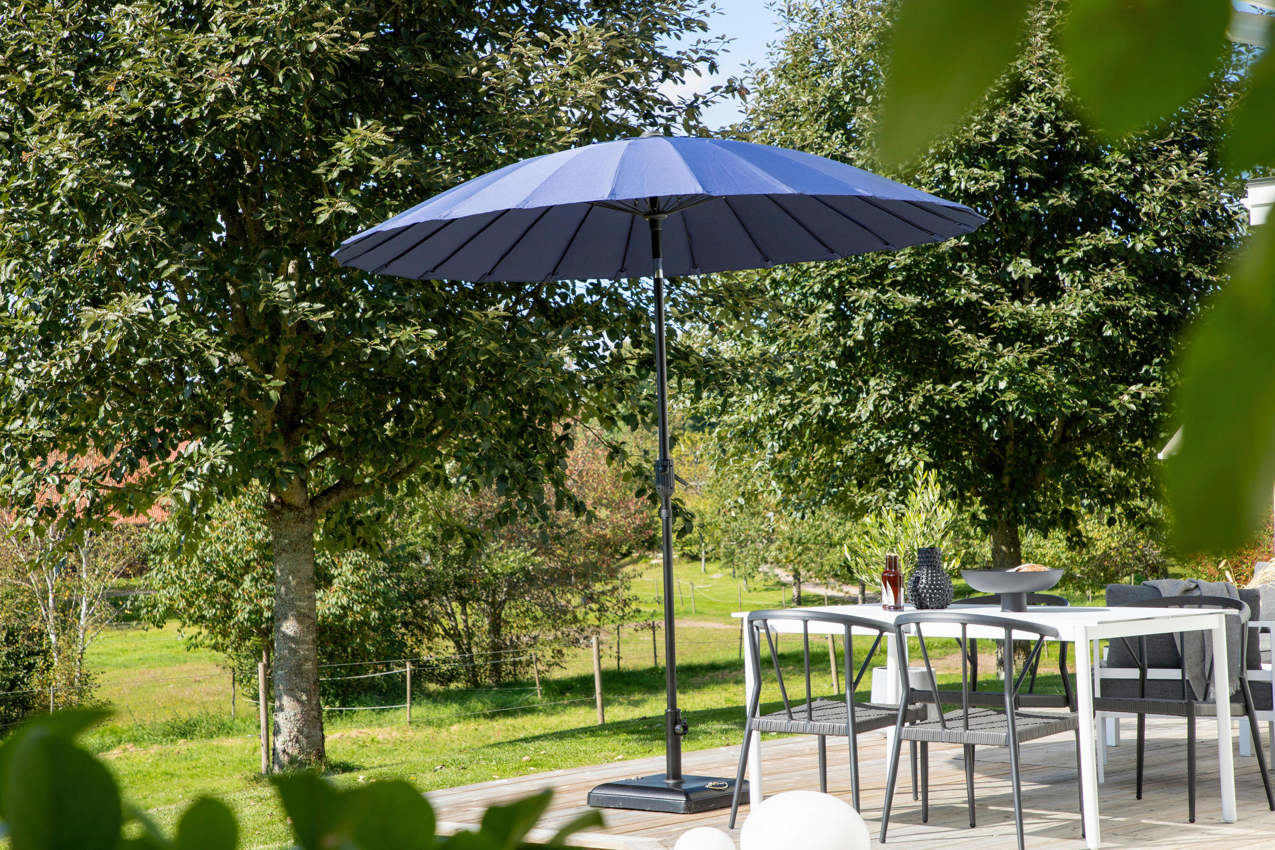 PARASOLL  270/270 cm  - blå, Klassisk (270/270cm) - Gardenson