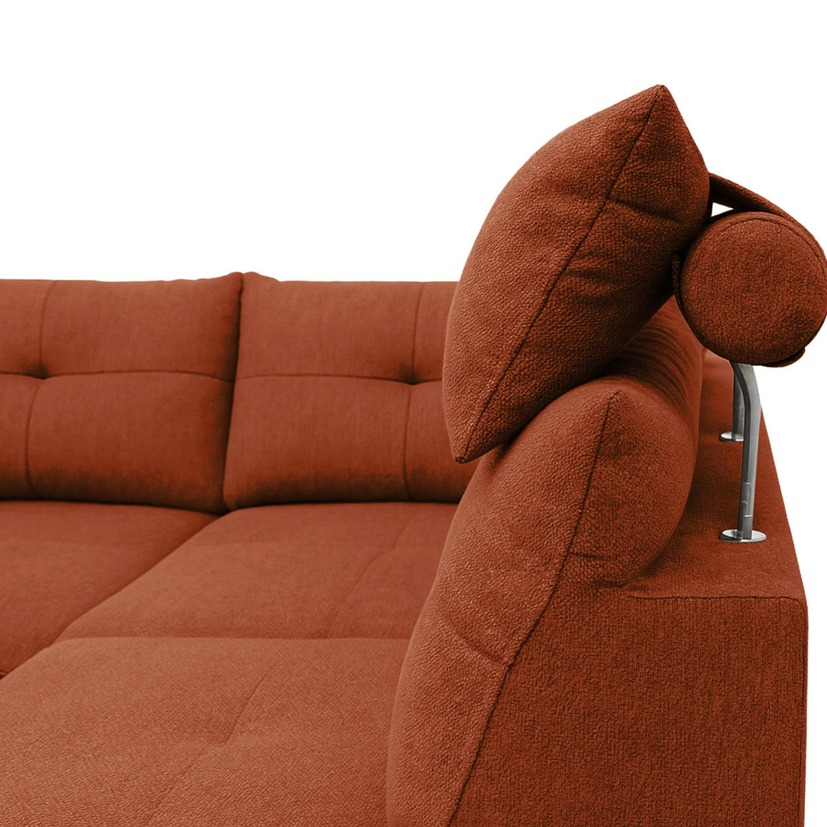 ECKSOFA SOLEI Rot Chenille Zierkissen, Bettkasten, Kopfstütze  - Rot/Schwarz, Design, Kunststoff/Textil (265/203cm) - MID.YOU
