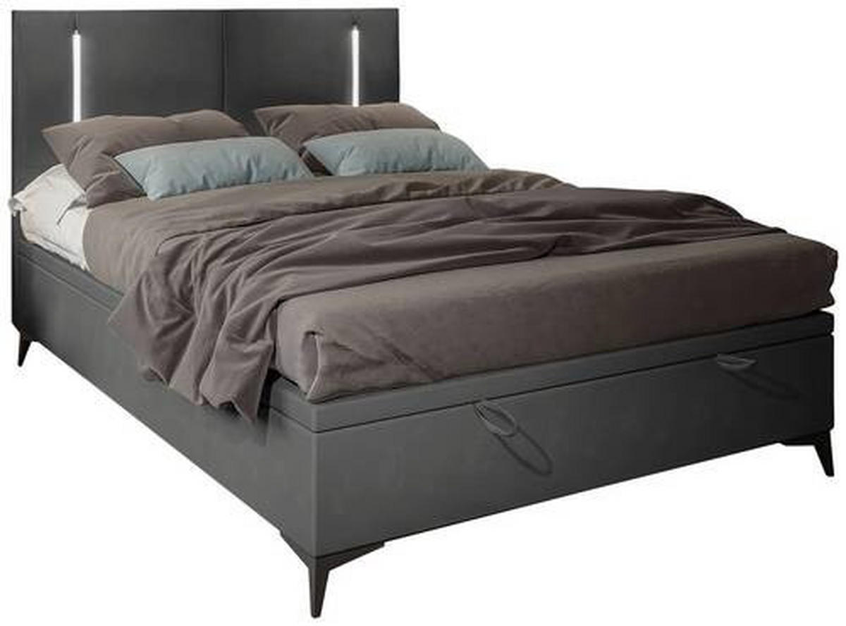 BOXBETT 140/200 cm  in Dunkelgrau  - Dunkelgrau/Schwarz, Konventionell, Textil/Metall (140/200cm) - Carryhome