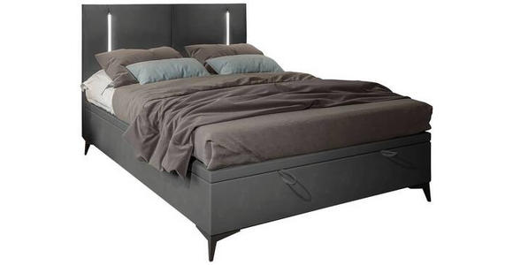 BOXBETT 140/200 cm  in Dunkelgrau  - Dunkelgrau/Schwarz, KONVENTIONELL, Textil/Metall (140/200cm) - Carryhome