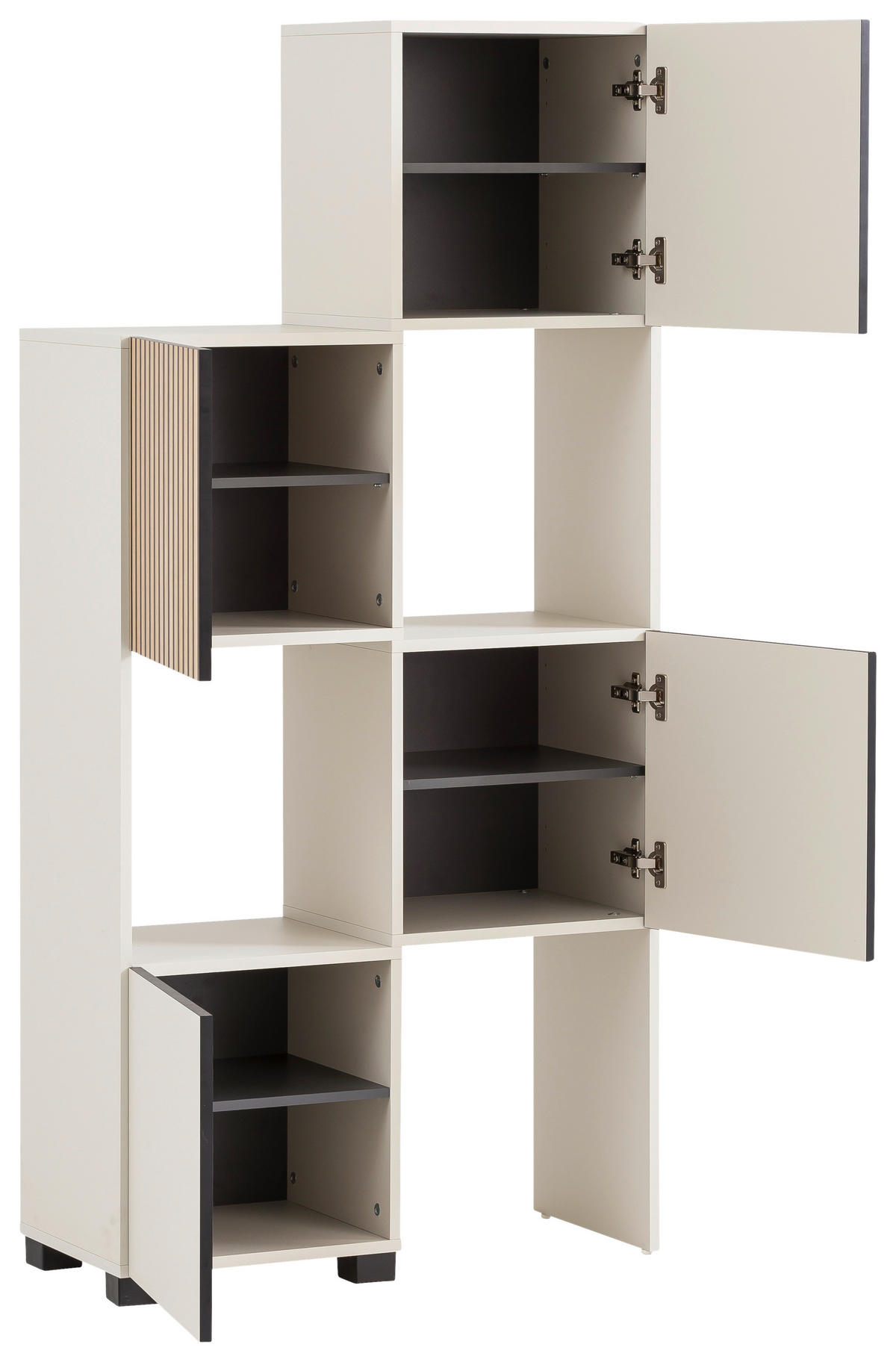 STOJACÍ REGÁL, farba duba, béžová, 42-70/165,1/34,7 cm - čierna/farba duba, Design, kompozitné drevo/plast (42-70/165,1/34,7cm) - MID.YOU