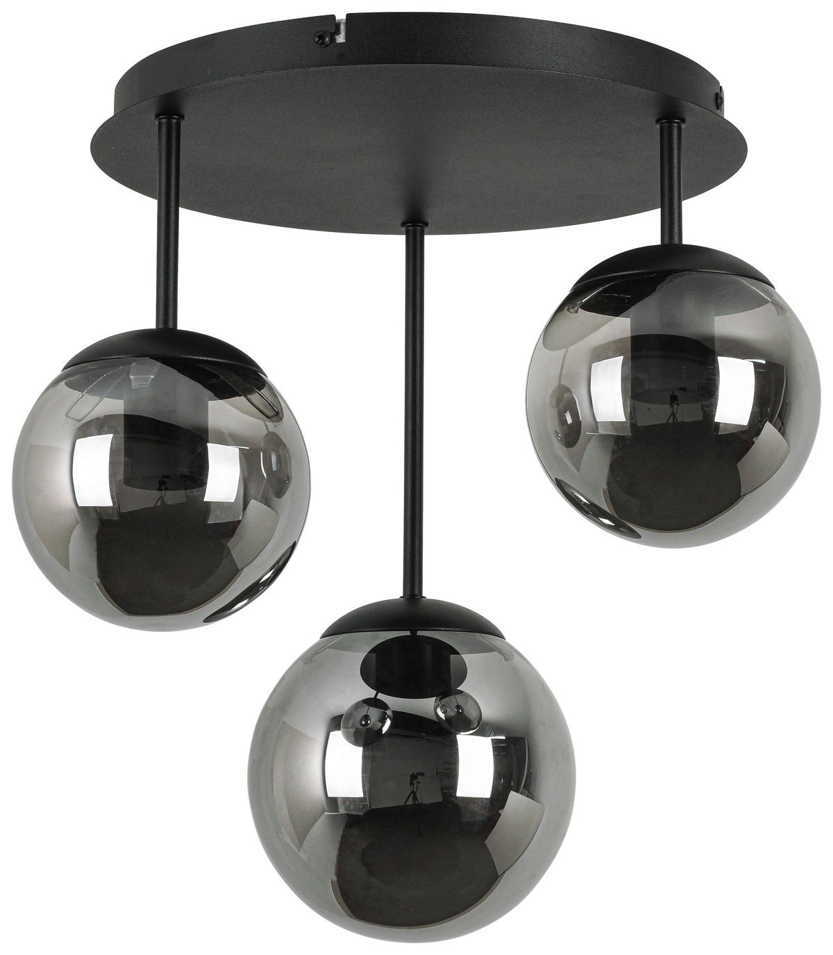 DECKENLEUCHTE 35,5/36/38 cm   - Chromfarben/Schwarz, Trend, Glas/Kunststoff (35,5/36/38cm) - Novel