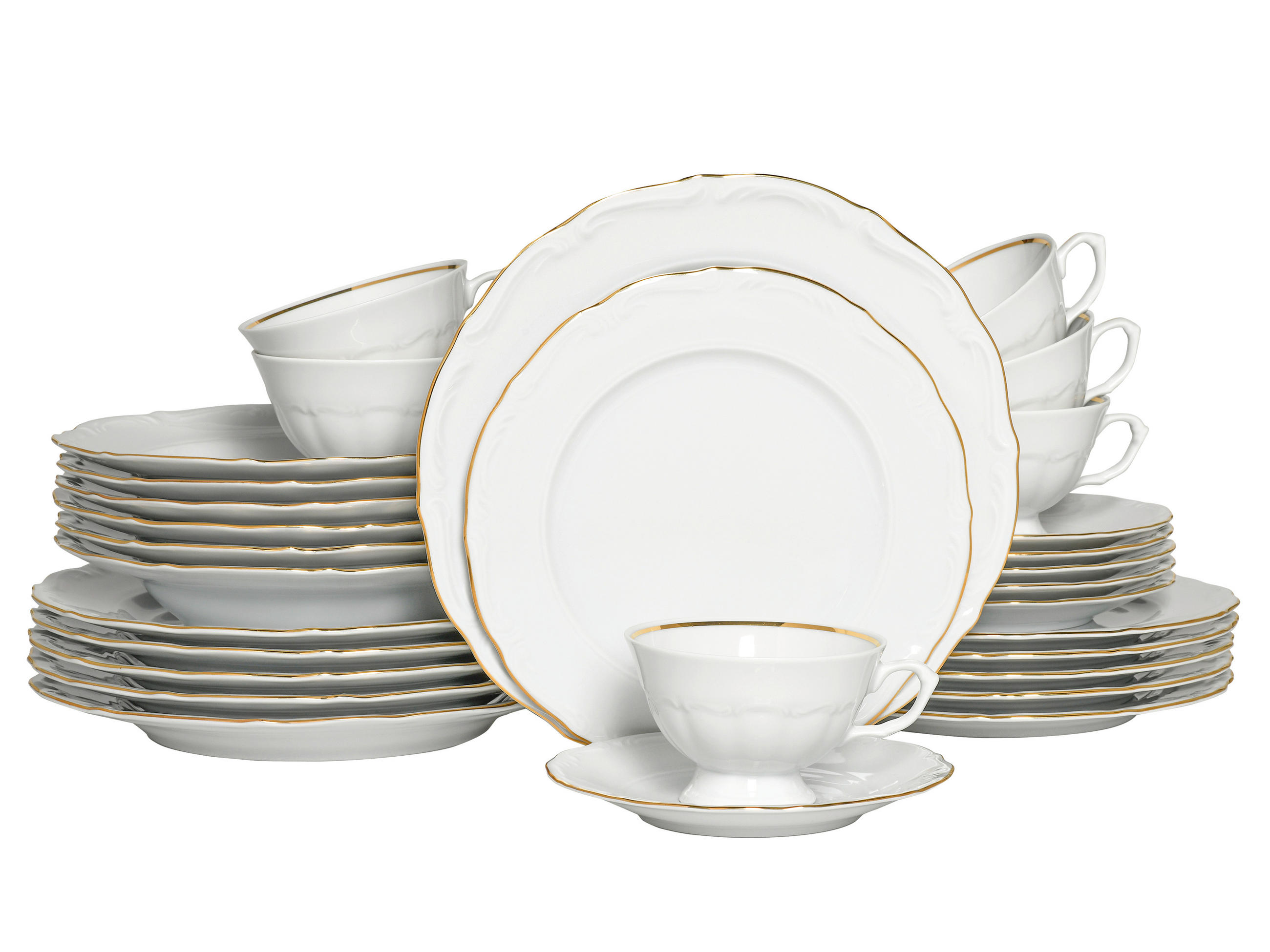 KOMBISERVICE Weiß, Goldfarben 30-teilig Maria Theresia Gold  - Goldfarben/Weiß, Basics, Keramik (44/28/33cm) - Creatable