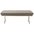 HOCKERBANK 130/49/54 cm  in Taupe  - Taupe/Edelstahlfarben, Design, Leder/Holz (130/49/54cm) - Ambiente