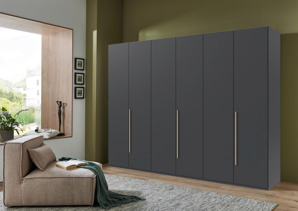 DREHTÜRENSCHRANK 6-türig Graphitfarben, Eiche Artisan  - Graphitfarben/Eiche Artisan, MODERN, Holzwerkstoff/Kunststoff (270/208/58cm) - Chameo