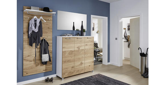 SCHUHSCHRANK 126/126/37 cm - Chromfarben/Eichefarben, Design, Holz/Holzwerkstoff (126/126/37cm) - Dieter Knoll