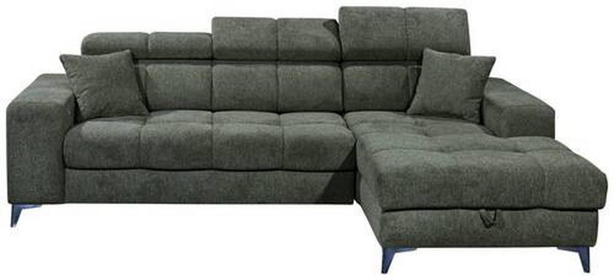 ECKSOFA in Chenille Dunkelgrün  - Dunkelgrün/Schwarz, Konventionell, Kunststoff/Textil (268/172cm) - MID.YOU