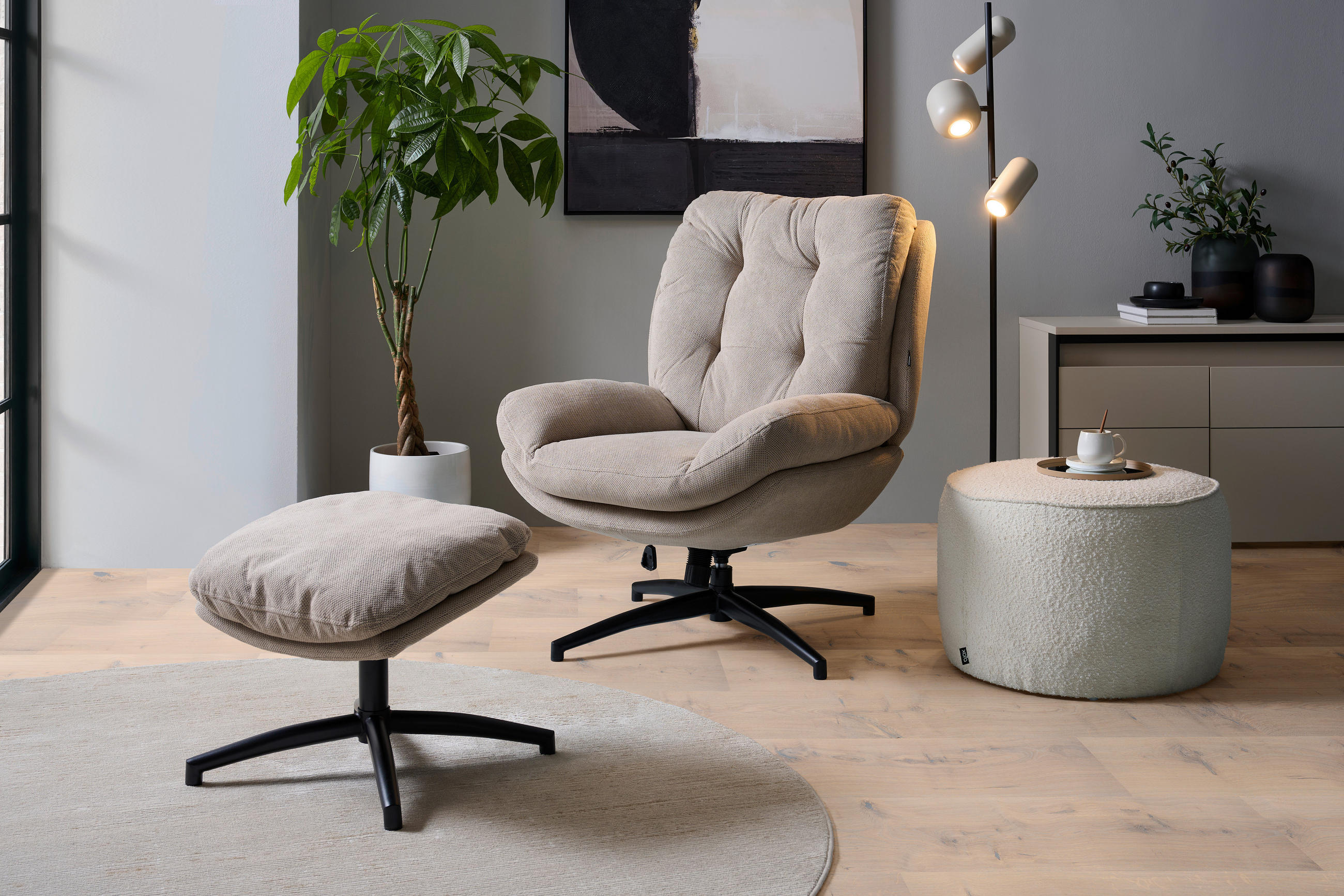 Thumbnail - Carryhome Relaxsesselset, Schwarz, Taupe, Metall, Textil, 75x97x88 cm, Wohnzimmer, Sessel, Relaxsessel