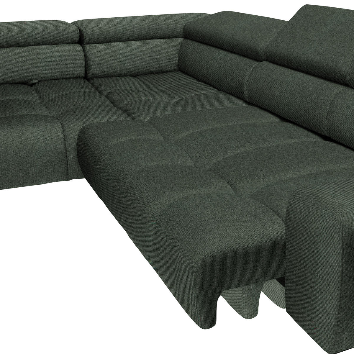 ECKSOFA in Webstoff Dunkelgrün  - Dunkelgrün/Schwarz, Design, Textil/Metall (216/300cm) - Welnova