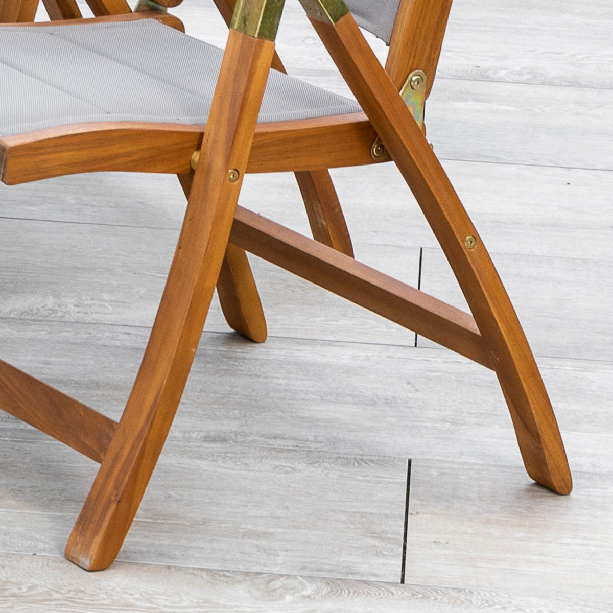 GARTENKLAPPSESSEL in Holz, Textil Grau, Akaziefarben  - Grau/Akaziefarben, ROMANTIK / LANDHAUS, Holz/Textil (61,5/110,5/68cm) - Gardenson