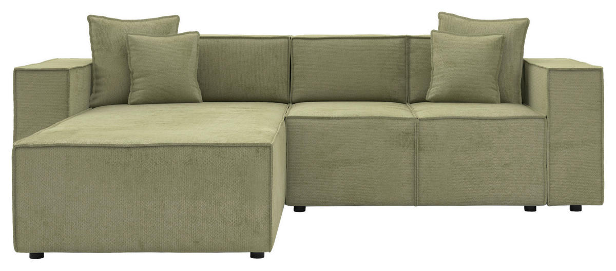 ECKSOFA  Olivgrün Chenille  - Schwarz/Olivgrün, MODERN, Kunststoff/Textil (180/265cm) - Milino