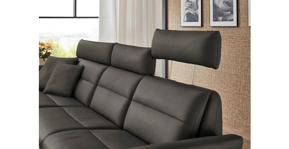 ECKSOFA in Echtleder Dunkelgrau  169/298 cm  - Dunkelgrau/Schwarz, Design, Leder/Metall (169/298cm) - Dieter Knoll
