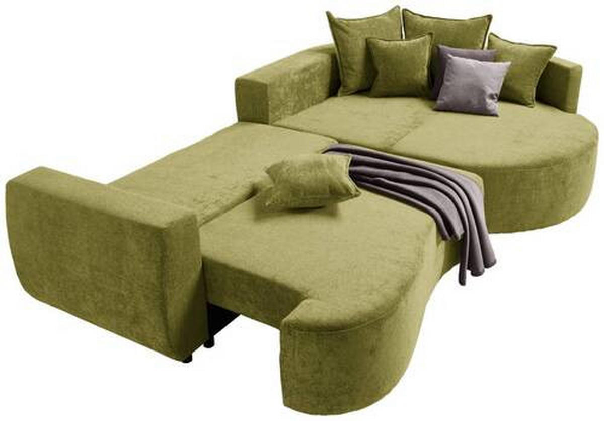 ECKSOFA in Chenille Olivgrün  - Schwarz/Olivgrün, Modern, Kunststoff/Textil (307/194cm) - Carryhome