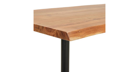 BARTISCH Akazie vollmassiv rechteckig Schwarz, Akaziefarben  - Schwarz/Akaziefarben, Design, Holz/Metall (140/75/105cm) - Linea Natura