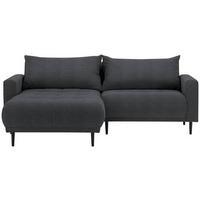 ECKSOFA in Flachgewebe Dunkelgrau  - Dunkelgrau/Schwarz, Design, Holz/Textil (160/215cm) - Stylife