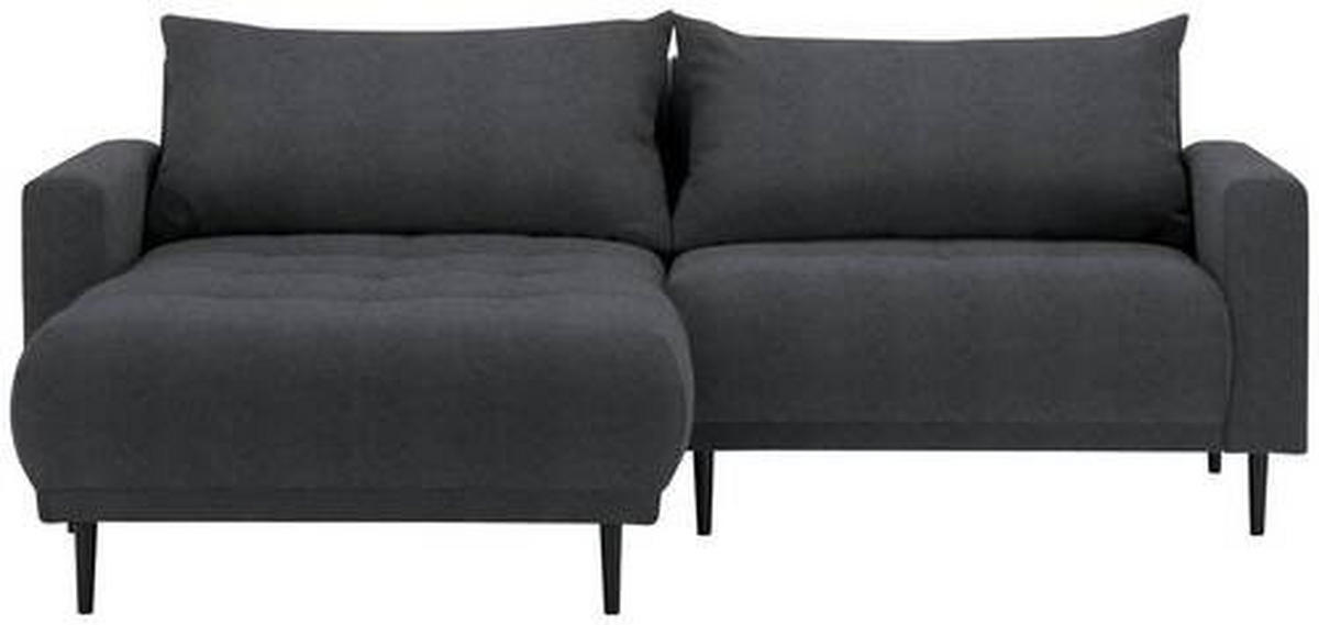 ECKSOFA in Flachgewebe Dunkelgrau  - Dunkelgrau/Schwarz, Design, Holz/Textil (160/215cm) - Stylife