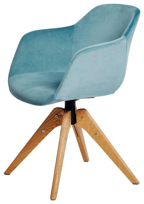 ARMLEHNSTUHL  in Samt  - Eichefarben/Hellblau, Modern, Holz/Kunststoff (56,5/59/79cm) - Livetastic