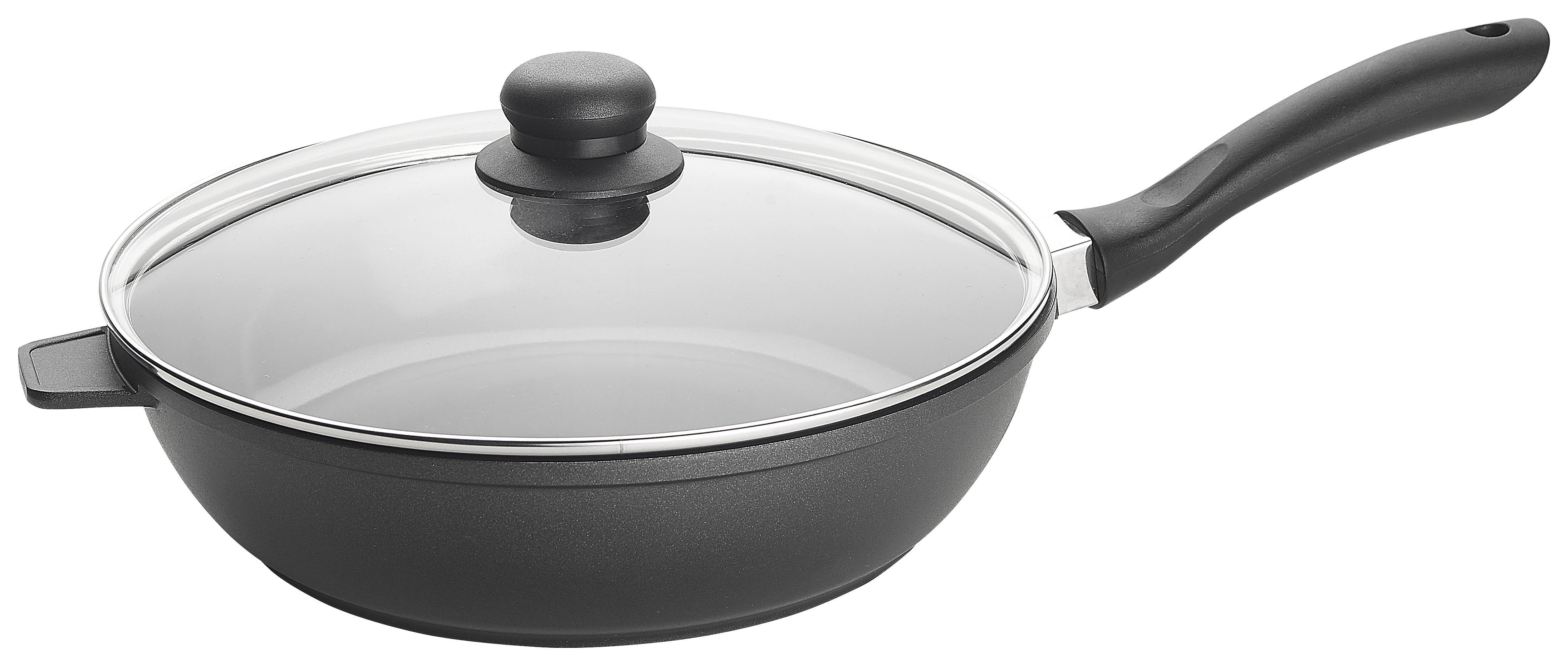 PÁNEV NA DUŠENÍ, vrstva z keramiky, 28 cm  - černá/čiré, Basics, kov/plast (28cm) - Homeware Profession.
