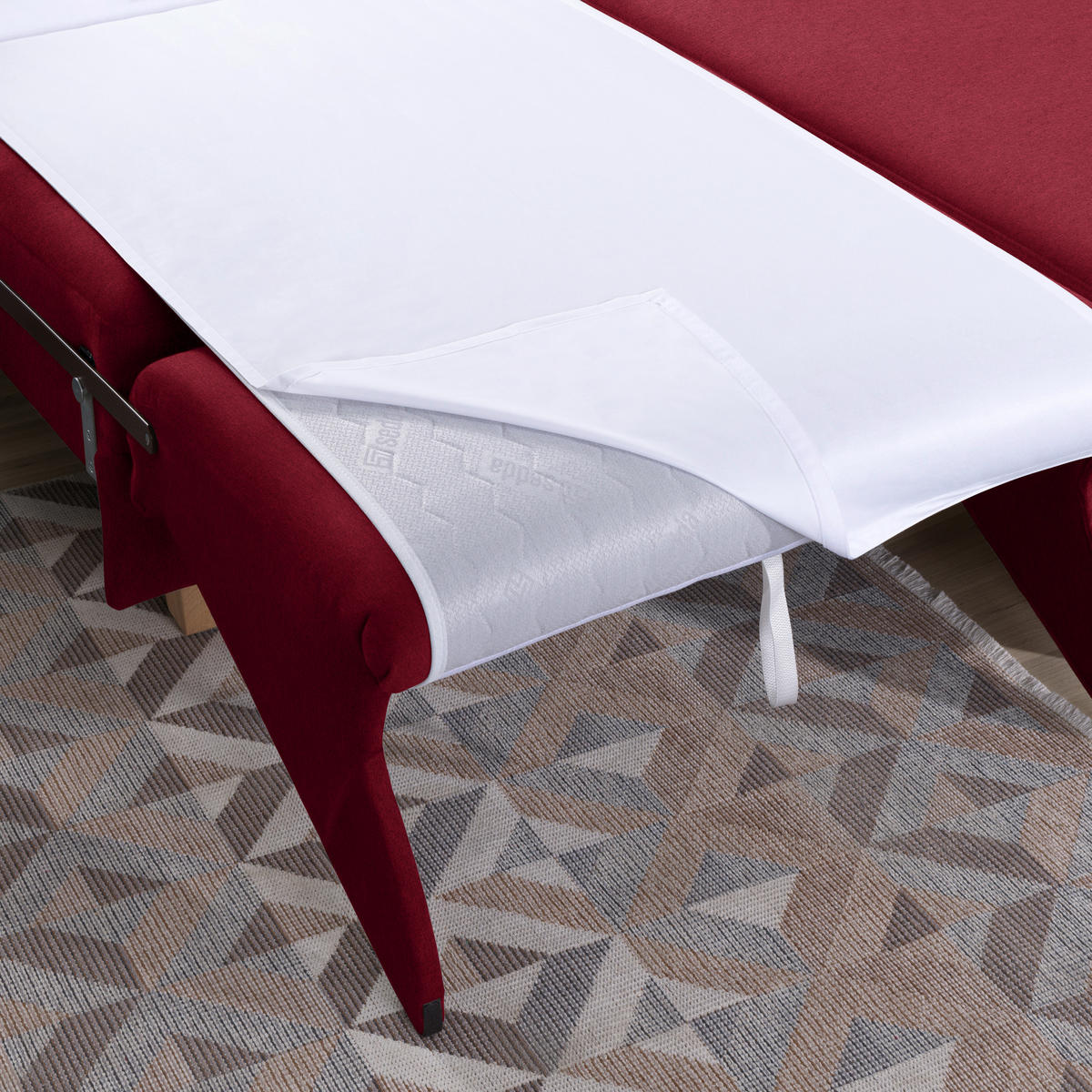 ECKSOFA in Flachgewebe Rot  261/203 cm  - Eichefarben/Rot, KONVENTIONELL, Holz/Textil (261/203cm) - Sedda