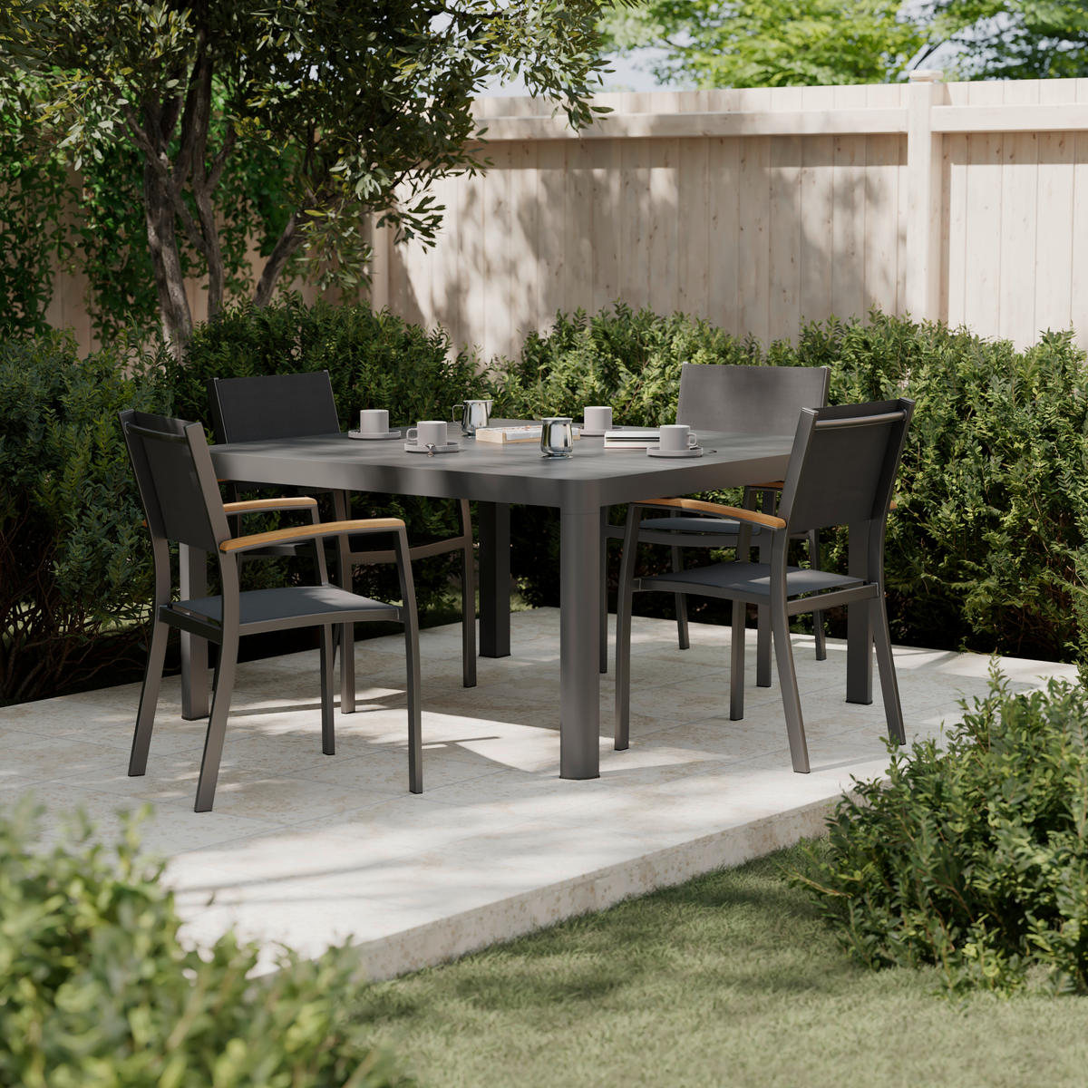 STOL VRTNI     antracit  metal  - antracit, Moderno, metal (142/202/76/142cm) - Ambia Garden