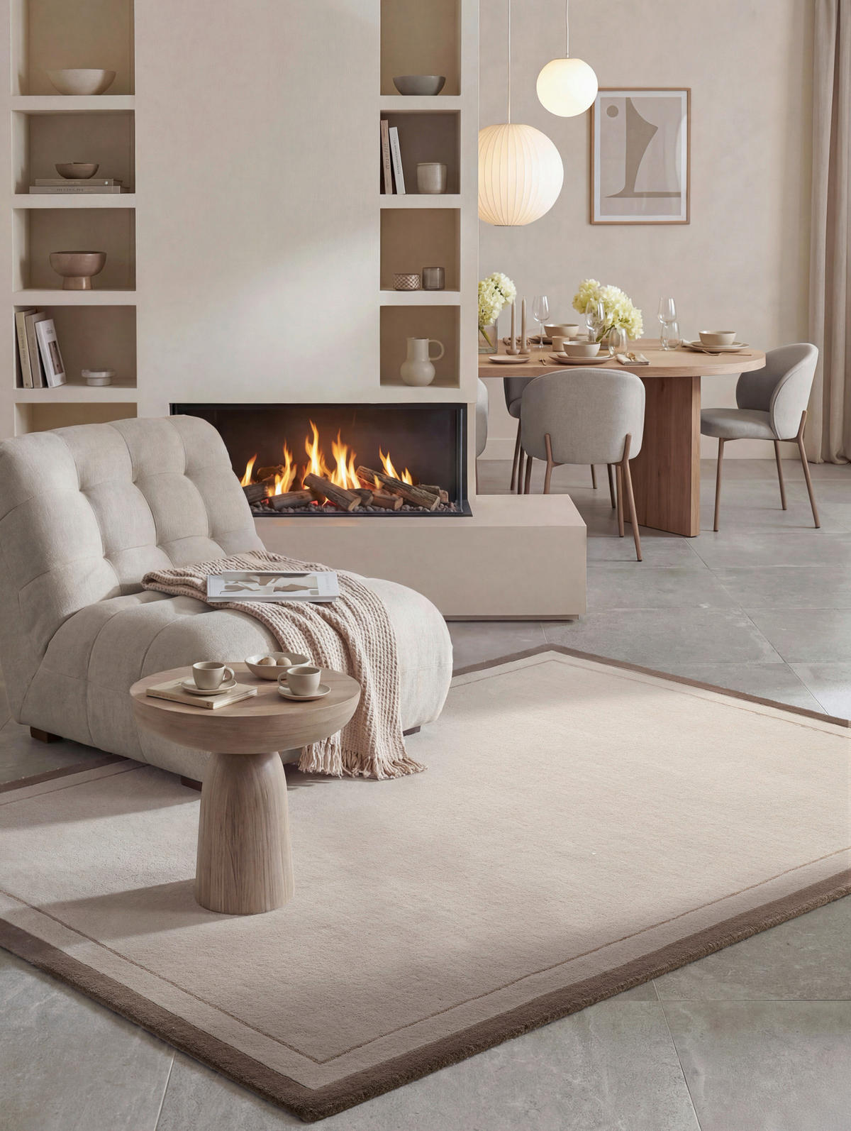 WOLLTEPPICH Wohnzimmer 120/170 cm Kollektion 1888 Niko Braun, Creme rechteckig  - Creme/Braun, Basics, Textil (120/170cm) - Villeroy & Boch