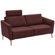 2-SITZER-SOFA  in Echtleder Bordeaux   - Eichefarben/Bordeaux, Natur, Leder/Holz (207/86/87cm) - Valnatura