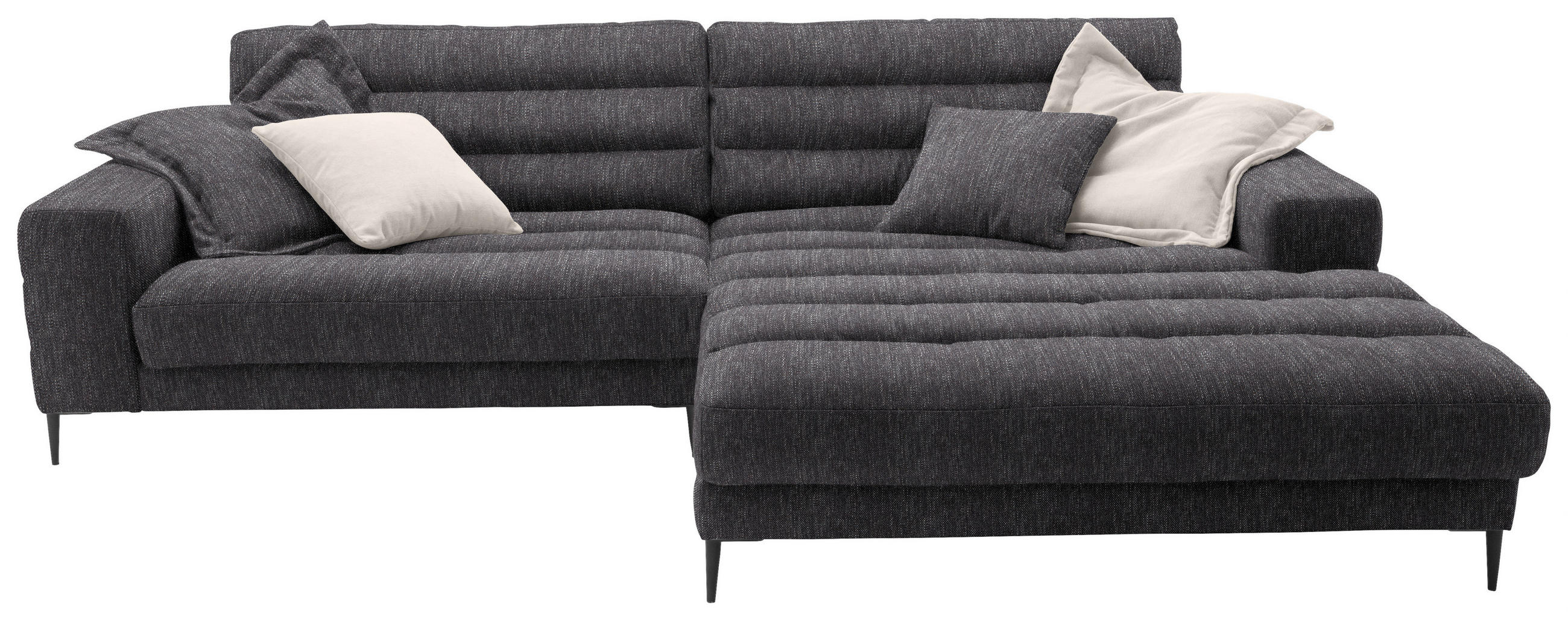 ECKSOFA in Flachgewebe Grau  - Schwarz/Grau, Design, Textil/Metall (296/207cm) - Dieter Knoll