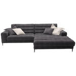 ECKSOFA in Flachgewebe Grau  - Schwarz/Grau, Design, Textil/Metall (296/207cm) - Dieter Knoll