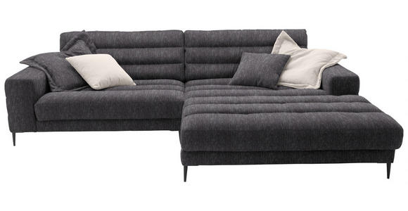 ECKSOFA in Flachgewebe Grau 296/207 cm - Schwarz/Grau, Design, Textil/Metall (296/207cm) - Dieter Knoll