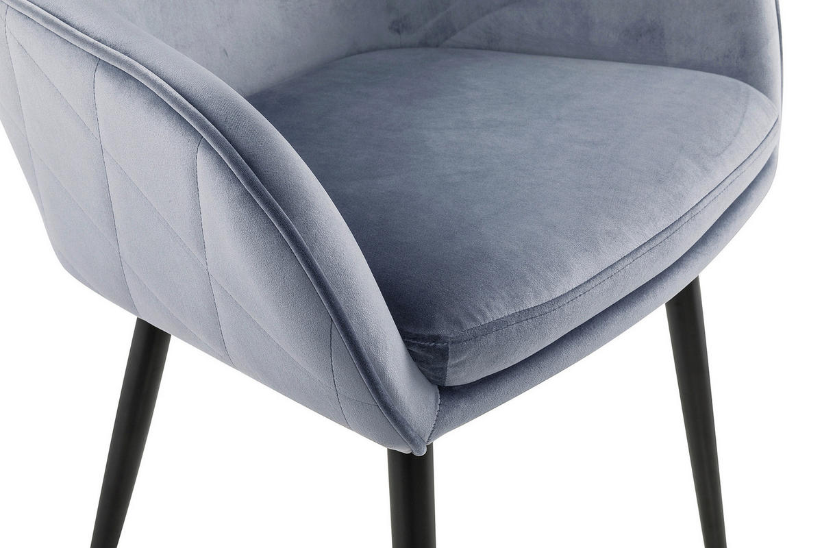 ARMLEHNSTUHL  in Samt  - Hellgrau/Schwarz, MODERN, Textil/Metall (61/85/60cm) - Livetastic