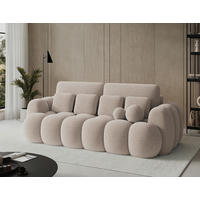 SCHLAFSOFA Bouclé Beige  - Beige/Schwarz, Design, Kunststoff/Textil (256/105/119cm) - MID.YOU