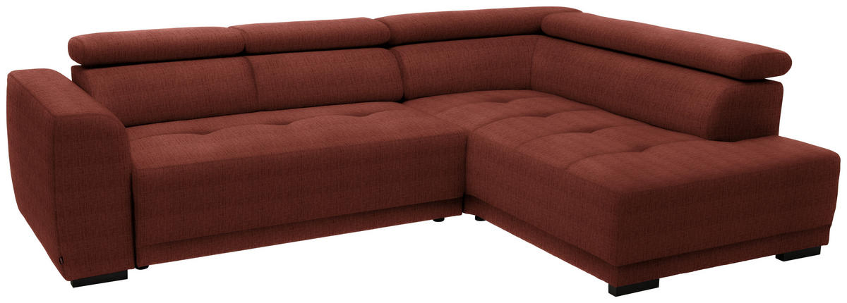 ECKSOFA in Chenille Rostfarben  284/205 cm  - Rostfarben/Schwarz, Design, Kunststoff/Textil (284/205cm) - Xora